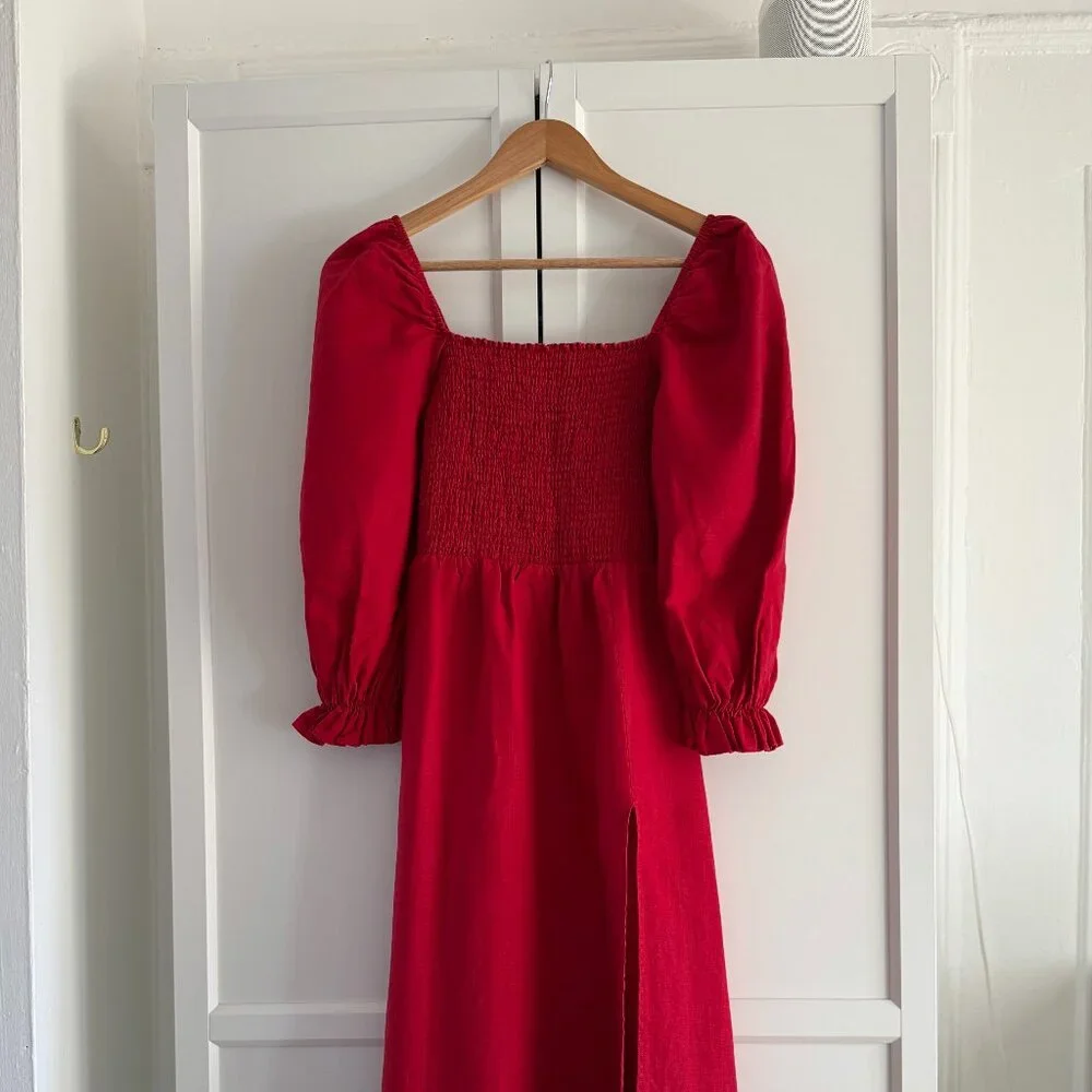 Reformation Gitane Linen Dress Cherry - Size XS - Picture 1 of 5